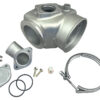 A metal part with various hardware and accessories.