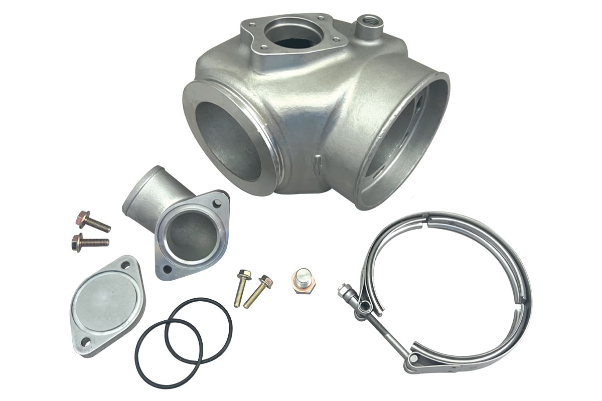 A metal part with various hardware and accessories.