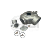 Engine exhaust manifold with bolts and gasket.