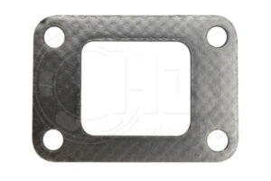 A metal gasket that is cut out of carbon fiber.