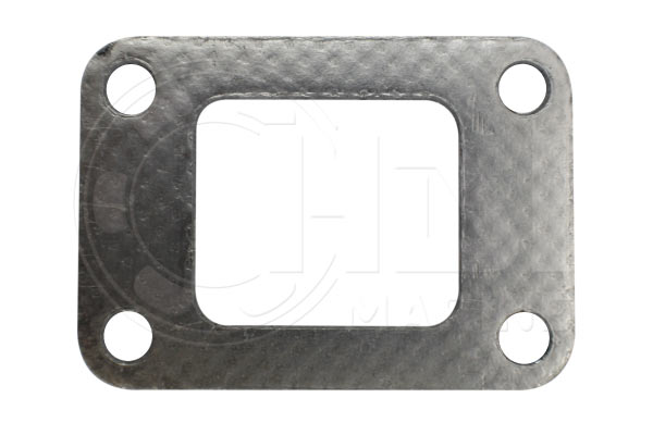 A metal gasket that is cut out of carbon fiber.