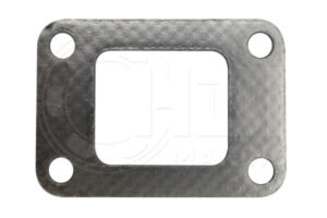 A metal gasket that is cut out of carbon fiber.
