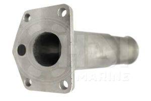 A stainless steel pipe with four holes for the valve.