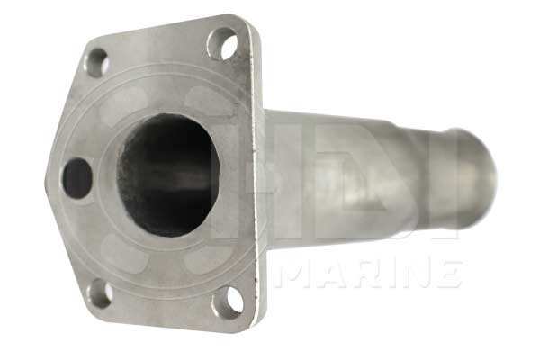 A stainless steel pipe with four holes for the valve.