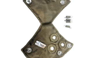 A piece of fabric with several bolts and nuts.