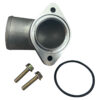 A water pump housing with two bolts and one o-ring.