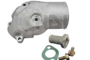 Thermostat housing with gasket and bolts.