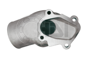 Metal automotive part with mounting holes.