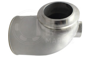 A metal object with a black ring on it.