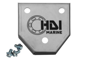 A metal plate with the logo of hdi marine.