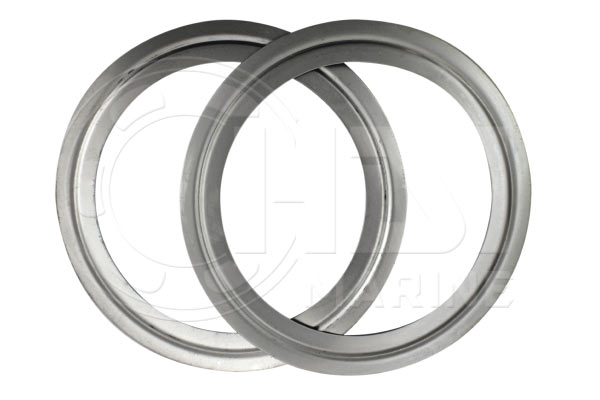 A pair of metal rings with a white background