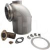 A stainless steel pipe with a metal piece and some parts.