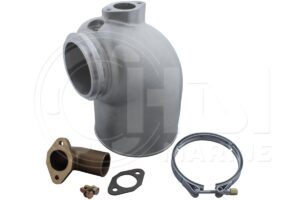A picture of the water pump housing and its accessories.
