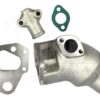 A picture of the bottom part of an exhaust manifold.
