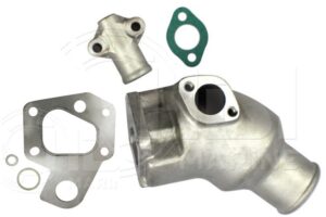 A picture of the bottom part of an exhaust manifold.