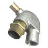 Metal pipe fitting with threaded connections.
