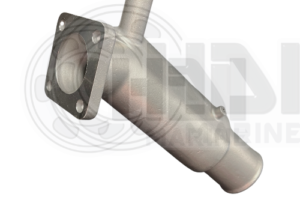 A picture of the front end of an exhaust manifold.
