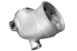 A close up of the side view of a metal object.