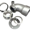 A metal pipe with two different types of parts.