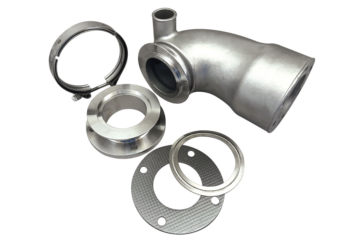A metal pipe with two different types of parts.