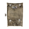 A silver bag with a lock on the side.