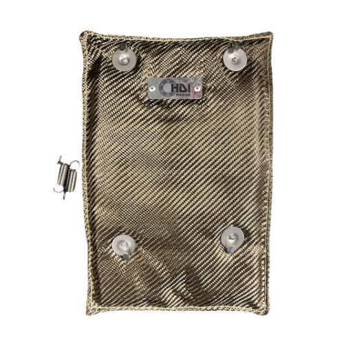 A silver bag with a lock on the side.