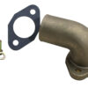 A metal elbow with a gasket and key.
