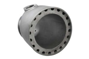 A close up of the bottom part of a metal object.