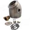 A stainless steel housing with a gasket and other parts.