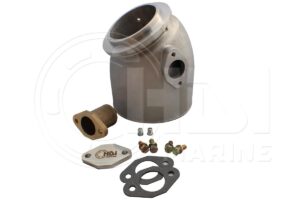 A stainless steel housing with a gasket and other parts.