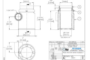 A drawing of the front and back of a piece of equipment.