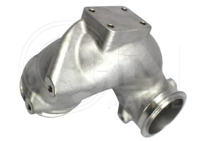 A stainless steel water pipe with four holes.