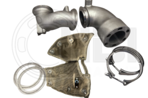 A pair of exhaust pipes and two other parts.