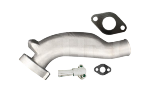 A stainless steel exhaust pipe with the same type of parts as the one in the picture.
