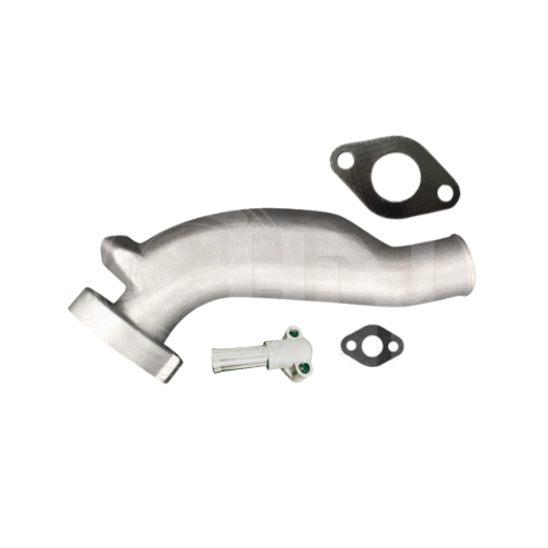 A stainless steel exhaust pipe with the same type of parts as the one in the picture.