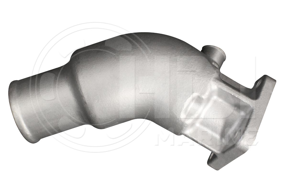 A silver metal part of a car engine.