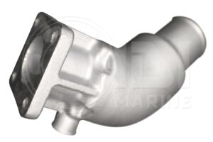 A close up of the side view of a boat exhaust