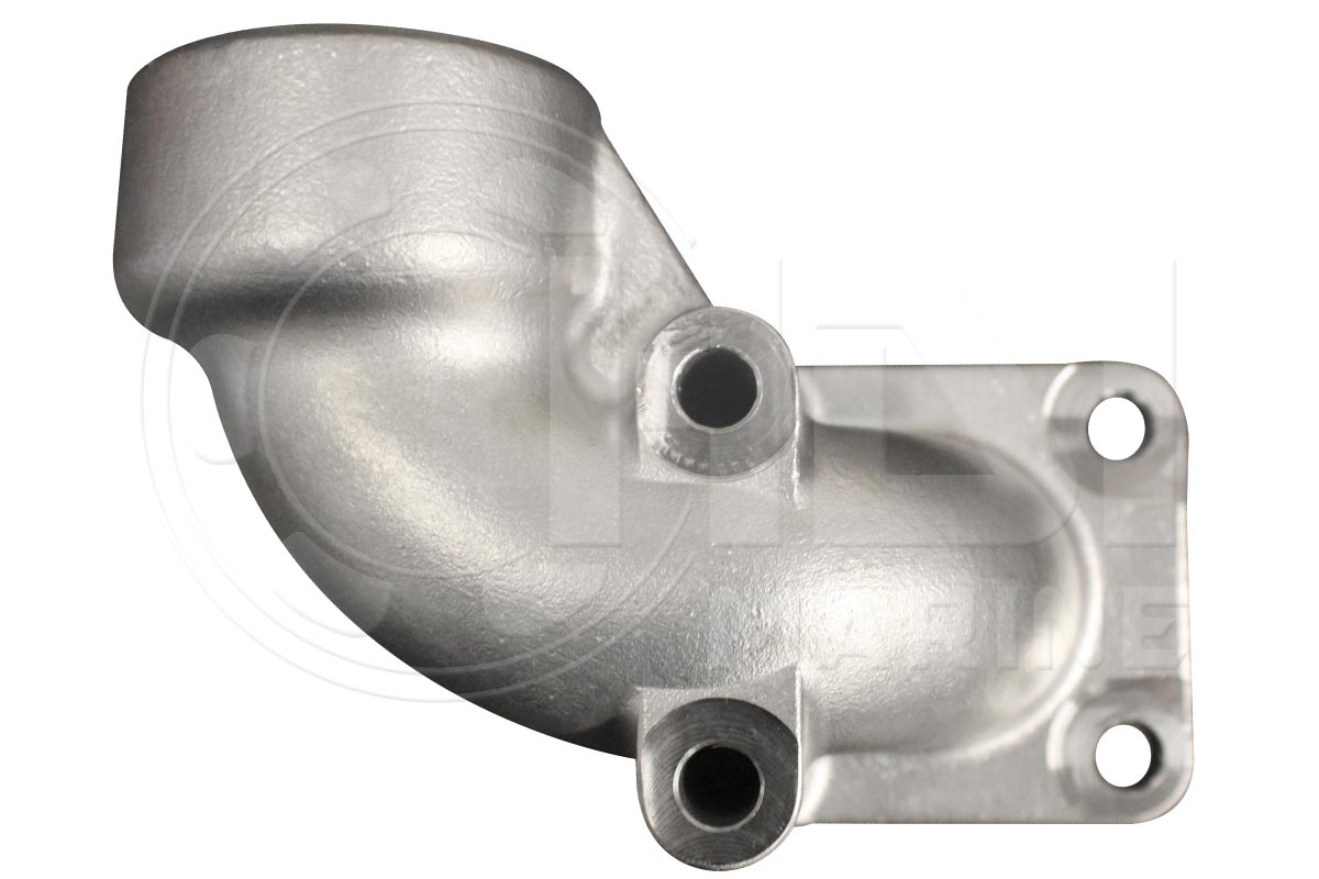 A silver metal pipe with two holes in it.