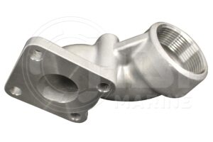 A close up of the side view of a metal part.
