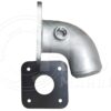 A metal elbow with a plate attached to it.