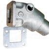 A metal part with a hole in it and a gasket.