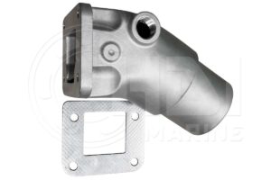 A metal part with a hole in it and a square plate.