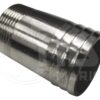 A stainless steel cup with a black top.
