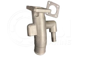 A picture of an aluminum water pump.