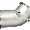 A stainless steel pipe with two holes in it.