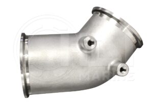 A stainless steel pipe with two holes in it.