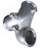 A stainless steel pipe with two holes in it.