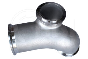 A stainless steel pipe with a metal cap.