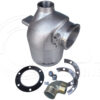 A stainless steel water pump with parts laid out.