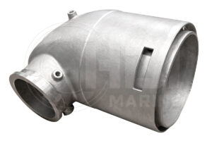 A metal pipe with a large hole in the middle.